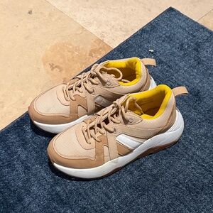 Stylish Tan and White Women's Sneakers